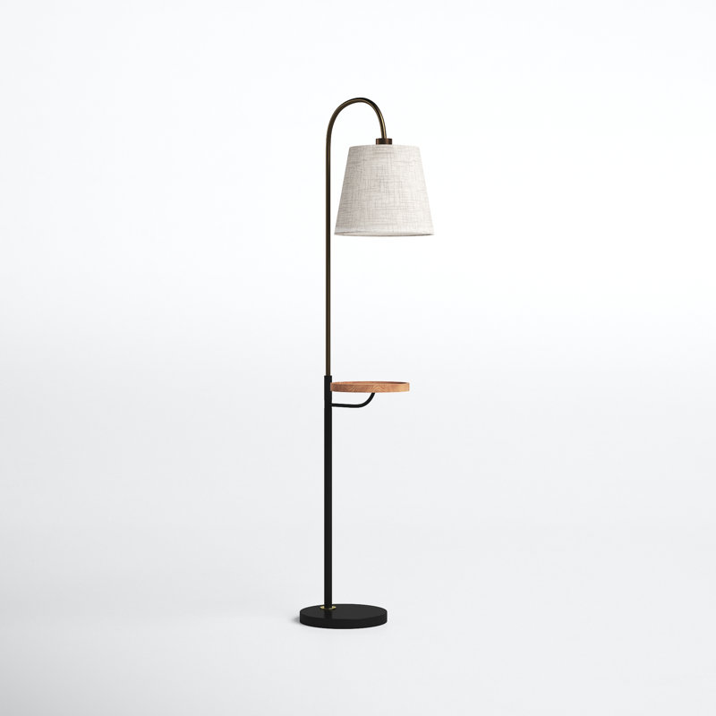 Joss & Main Varuna 65'' Natural/Antique Brass/Black Tray Table Floor